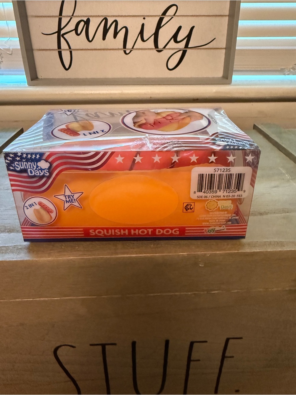 Sunny Days Squish Hot Dog 2-in-1 Sensory Fidget Toy NIB